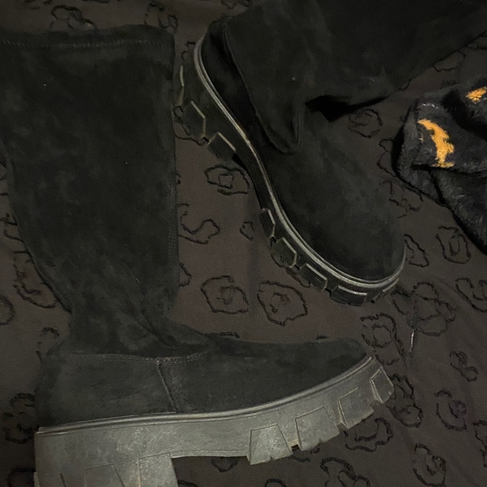 Black Suede Platform Boots